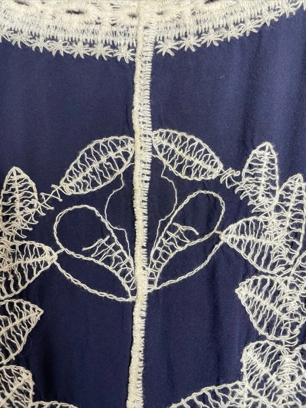 Pinky Fairy Core Navy Blouse With Ivory Crochet Trim - Picture 5 of 5